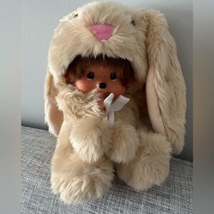 Adorable Plush Monmonchichi in Bunny Costume